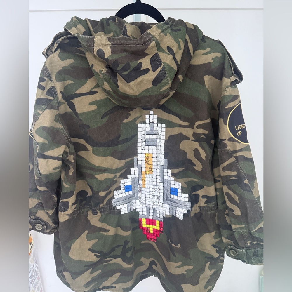 Oversized Camo Jacket with Embroidery - Unisex Long-Line Streetwear
